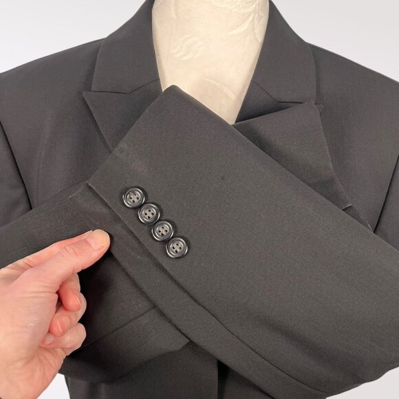 Y2K Classiques Entier Black Wool Blend Blazer Womens Size 6 - Picture 8 of 11